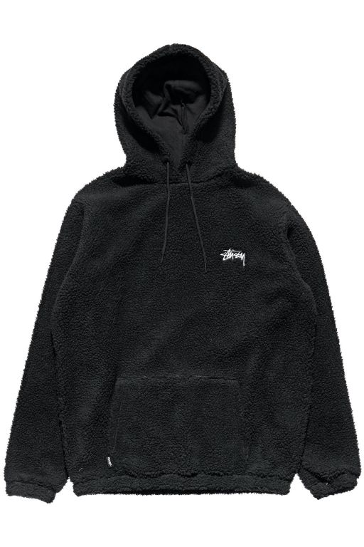 Stussy Mens Stock Sherpa Hoodie Black - OWLQZ1068